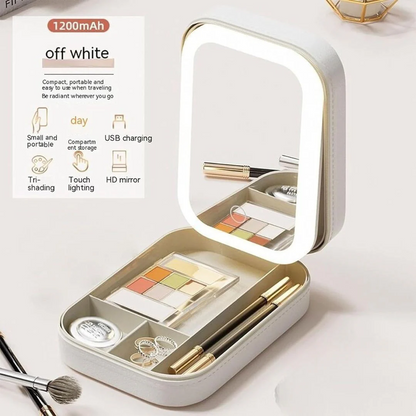 Compact Makeup Vanity With LED Mirror